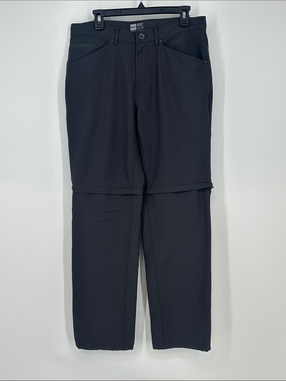 MEC Men's Dark Grey Convertible Hiking Pants Shorts - Size 34 x 32
